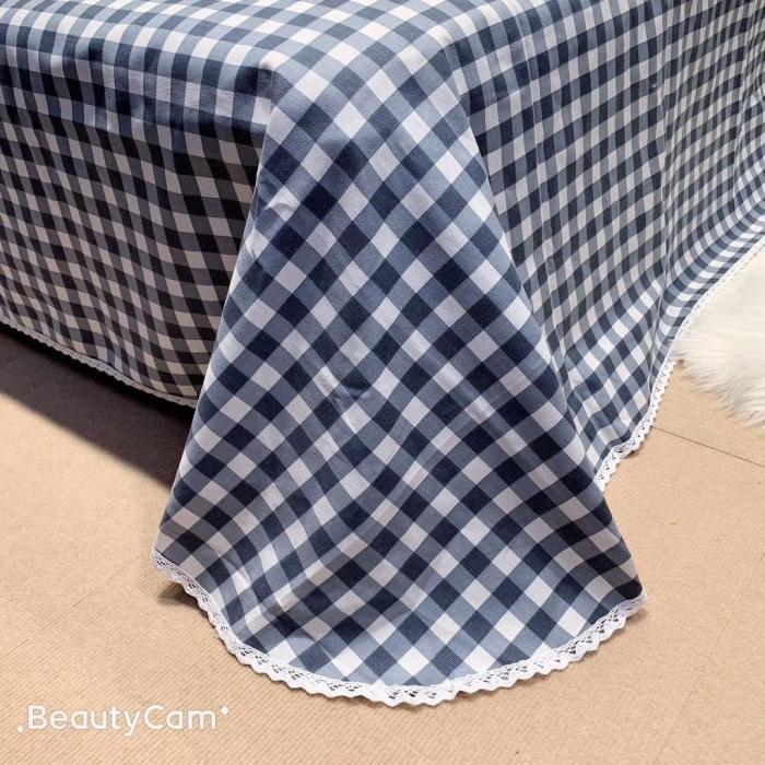 91家纺网 家纺一手货源 找家纺 仟网汇2020新款纯棉老粗布三件套凉席 藏蓝小格