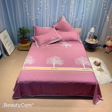 91家纺网 家纺一手货源 找家纺 仟网汇2020新款纯棉老粗布三件套凉席 发财树红