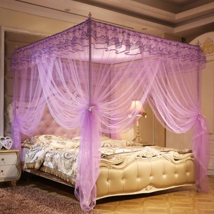 91家纺网 家纺一手货源 找家纺 迷仙巢 2022新款落地三开门蚊帐C18一生有你系列 紫色