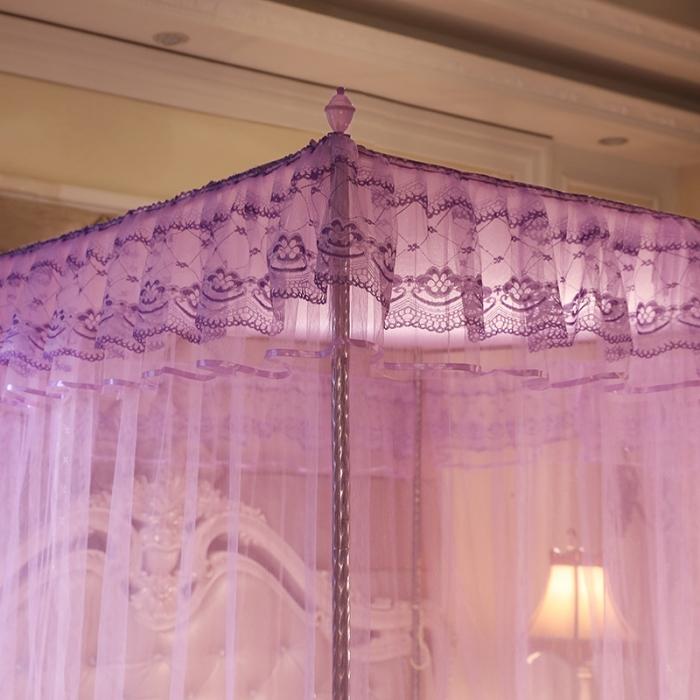 91家纺网 家纺一手货源 找家纺 迷仙巢 2022新款落地三开门蚊帐C18一生有你系列 紫色