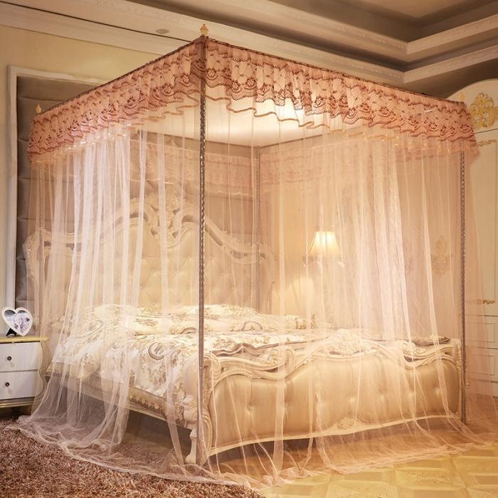 91家纺网 家纺一手货源 找家纺 迷仙巢 2022新款落地三开门蚊帐C18一生有你系列玉色