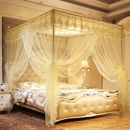 91家纺网 家纺一手货源 找家纺 迷仙巢2022新款落地三开门蚊帐C18一生有你系列 米黄,米黄