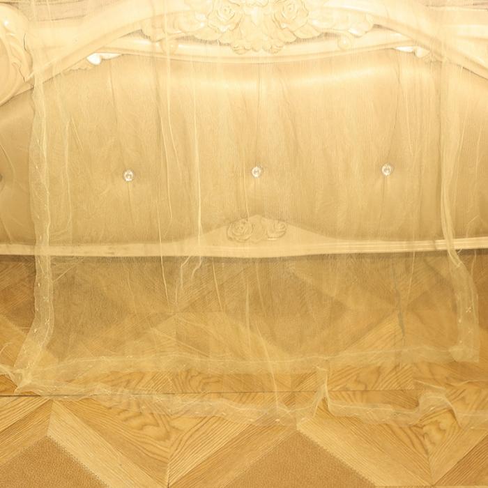 91家纺网 家纺一手货源 找家纺 迷仙巢2022新款落地三开门蚊帐C18一生有你系列 米黄