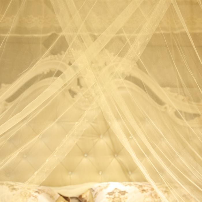 91家纺网 家纺一手货源 找家纺 迷仙巢2022新款落地三开门蚊帐C18一生有你系列 米黄