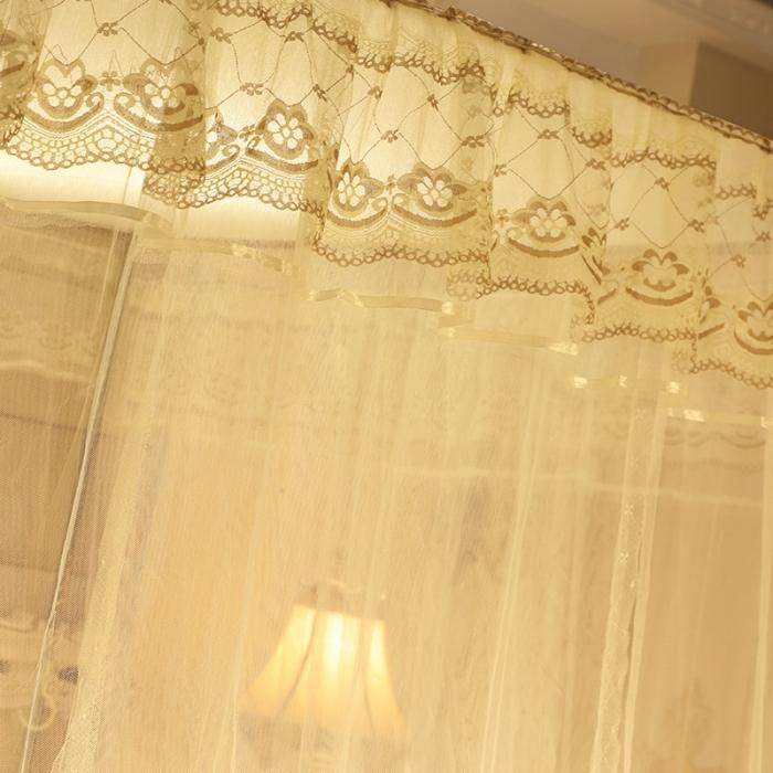 91家纺网 家纺一手货源 找家纺 迷仙巢2022新款落地三开门蚊帐C18一生有你系列 米黄