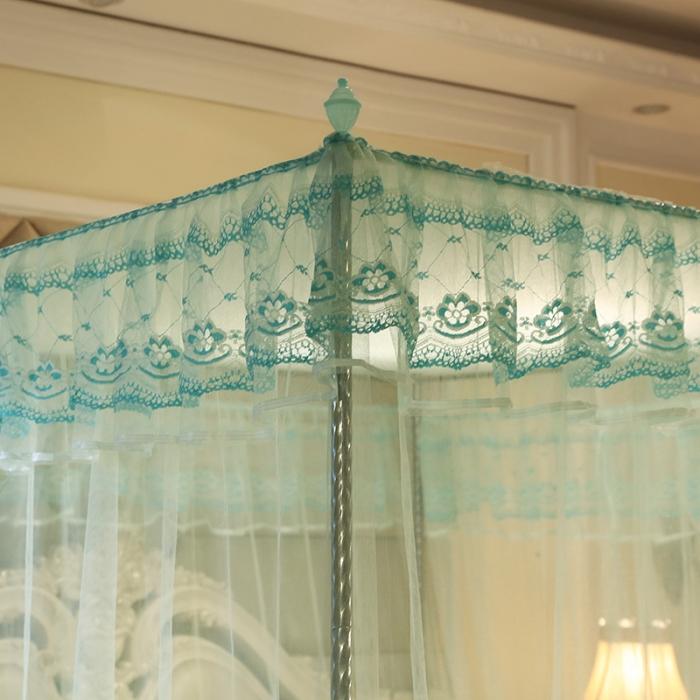 91家纺网 家纺一手货源 找家纺 迷仙巢2022新款落地三开门蚊帐C18一生有你系列 兰色