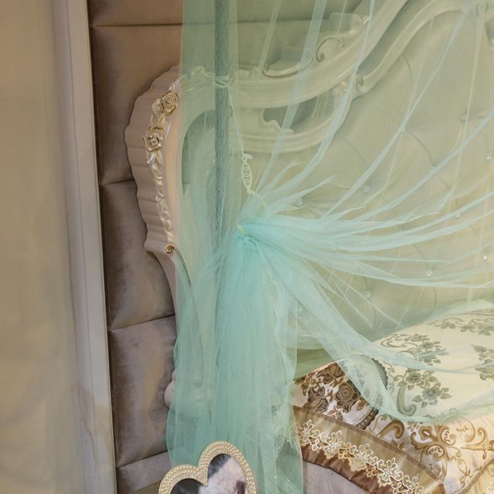 91家纺网 家纺一手货源 找家纺 迷仙巢2022新款落地三开门蚊帐C18一生有你系列 兰色