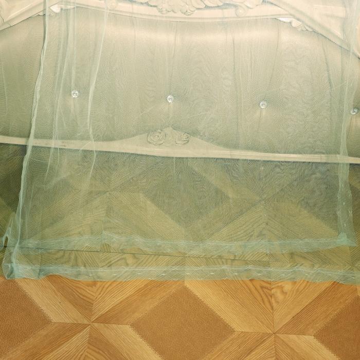 91家纺网 家纺一手货源 找家纺 迷仙巢2022新款落地三开门蚊帐C18一生有你系列 兰色