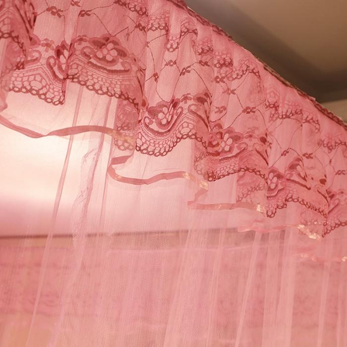 91家纺网 家纺一手货源 找家纺 迷仙巢2022新款落地三开门蚊帐C18一生有你系列 粉红