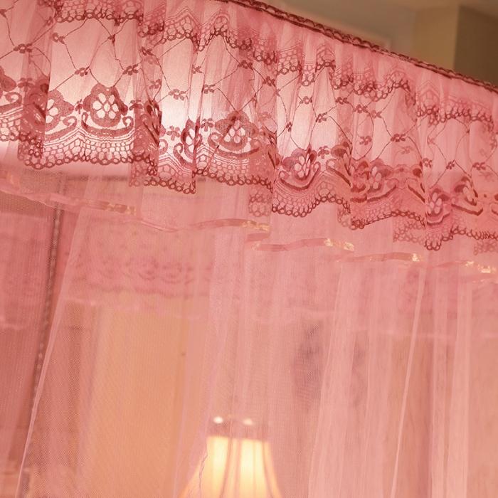 91家纺网 家纺一手货源 找家纺 迷仙巢2022新款落地三开门蚊帐C18一生有你系列 粉红