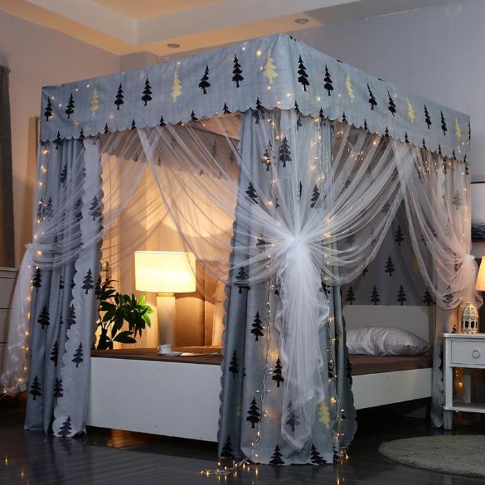 91家纺网 家纺一手货源 找家纺 迷仙巢 2022新款遮光床帘蚊帐 梦幻森林