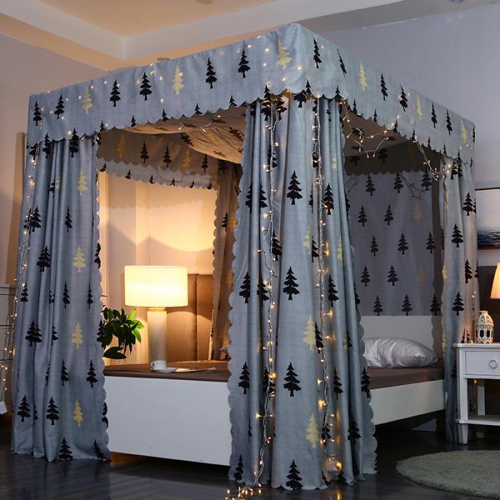 91家纺网 家纺一手货源 找家纺 迷仙巢 2022新款遮光床帘蚊帐 梦幻森林