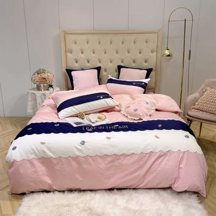 馨蕊家居2021新款60s双股埃及长绒棉繁花似锦-深蓝