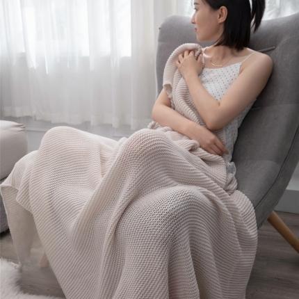 暖绵绵 新品映曼毯子针织毯子线毯 米色
