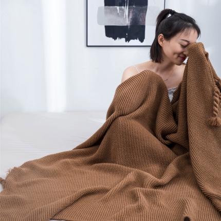 暖绵绵 新品映曼毯子针织毯子线毯 浅咖