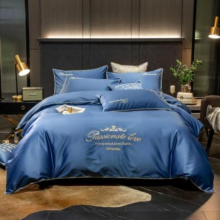 91家纺网 家纺一手货源 找家纺 馨蕊家居2021新款60s双股埃及长绒棉摩卡系列 宾利蓝