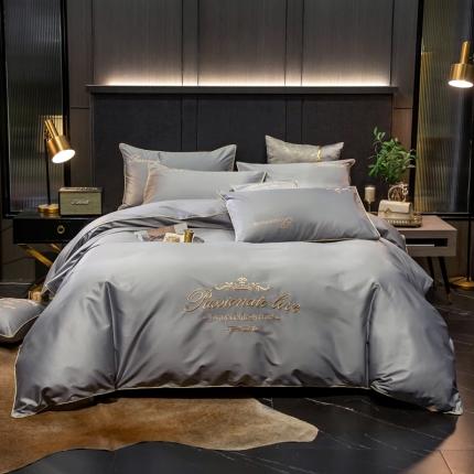 91家纺网 家纺一手货源 找家纺 馨蕊家居2021新款60s双股埃及长绒棉摩卡系列 高级灰