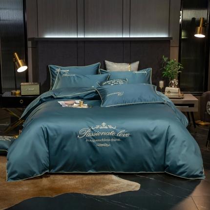 91家纺网 家纺一手货源 找家纺 馨蕊家居2021新款60s双股埃及长绒棉摩卡系列 浅石蓝