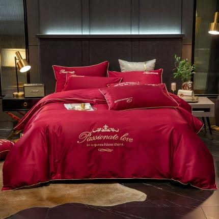 91家纺网 家纺一手货源 找家纺 馨蕊家居2021新款60s双股埃及长绒棉摩卡系列 温莎红