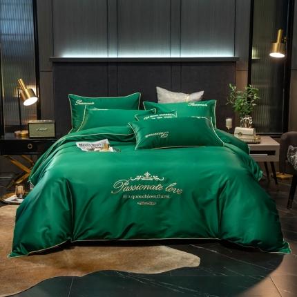 91家纺网 家纺一手货源 找家纺 馨蕊家居2021新款60s双股埃及长绒棉摩卡系列 祖母绿