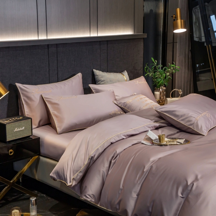 91家纺网 家纺一手货源 找家纺 馨蕊家居2021新款60s双股埃及长绒棉摩卡系列 豆粉