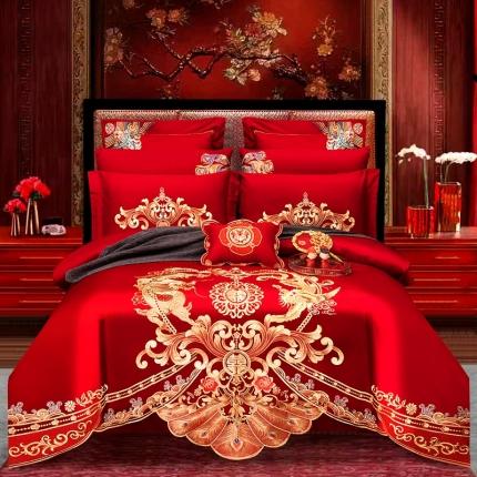 91家纺网 家纺一手货源 找家纺 （总）甜咪咪 2020大红婚庆系列四件套床盖款