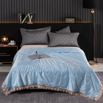 91家纺网 家纺一手货源 找家纺 （总）米奈 2020新款水洗真丝蕾丝绣花夏被-依莎