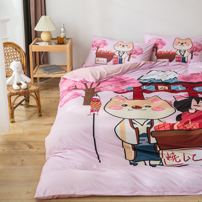 91家纺网 家纺一手货源 找家纺 （总）爱缦 2020新款日系针织棉数码大版印花四件套