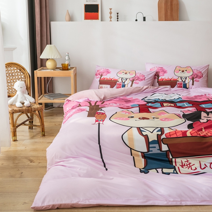 91家纺网 家纺一手货源 找家纺 （总）爱缦 2020新款日系针织棉数码大版印花四件套