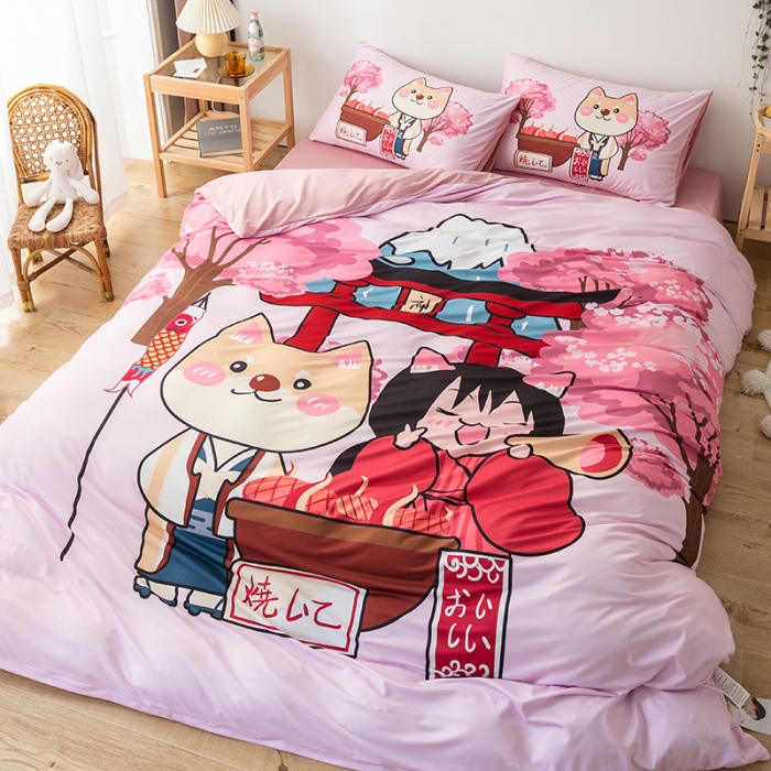 91家纺网 家纺一手货源 找家纺 （总）爱缦 2020新款日系针织棉数码大版印花四件套