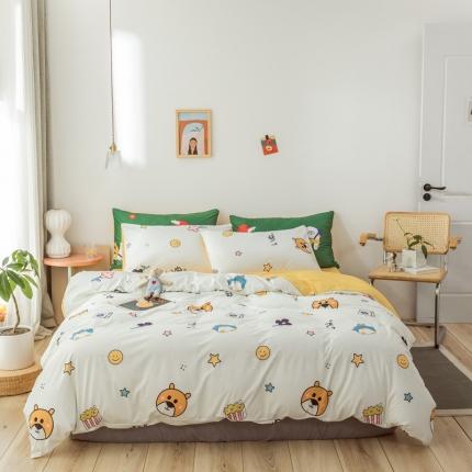 91家纺网 家纺一手货源 找家纺 （总）爱缦 2020日系针织棉数码小版印花四件套