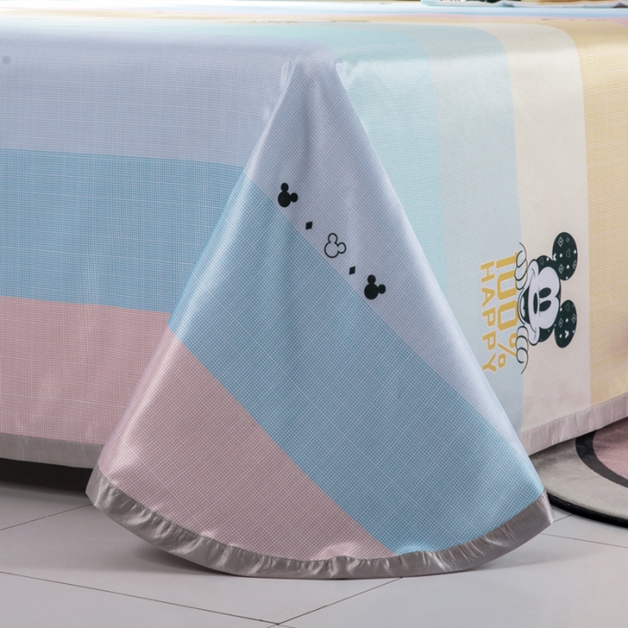 91家纺网 家纺一手货源 找家纺 小芽 迪士尼床单款冰丝凉席 彩条米奇