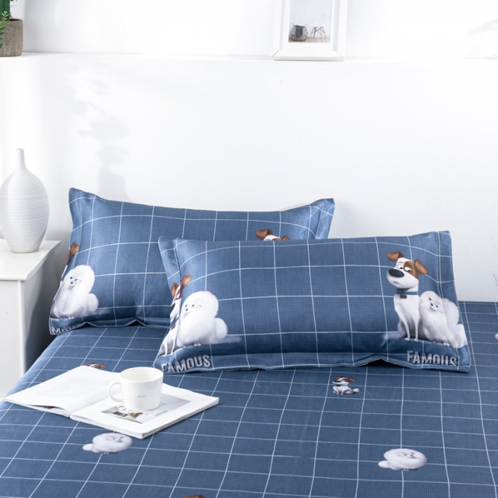 91家纺网 家纺一手货源 找家纺 小芽 2024新款冰凉丝印花凉席小清新系列 可爱狗狗