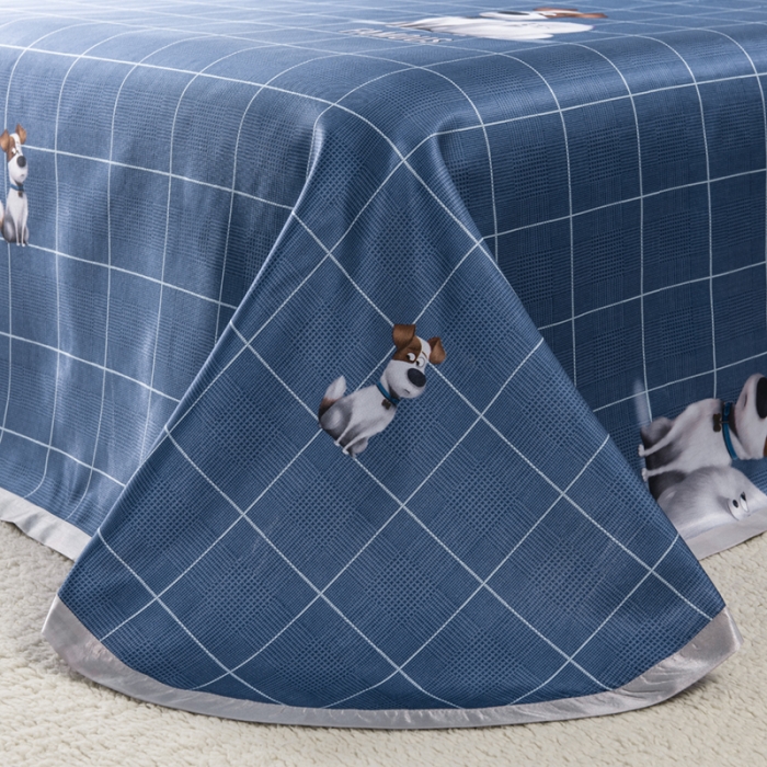 91家纺网 家纺一手货源 找家纺 小芽 2024新款冰凉丝印花凉席小清新系列 可爱狗狗