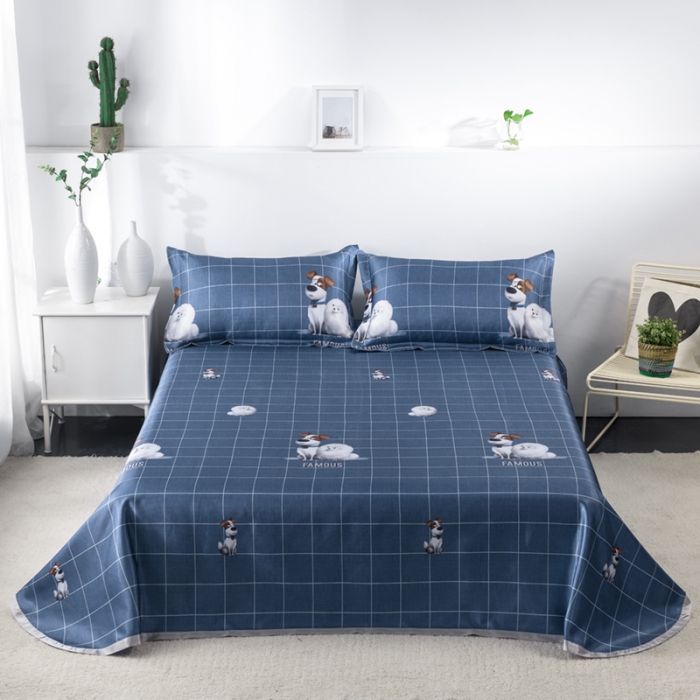 91家纺网 家纺一手货源 找家纺 小芽 2024新款冰凉丝印花凉席小清新系列 可爱狗狗