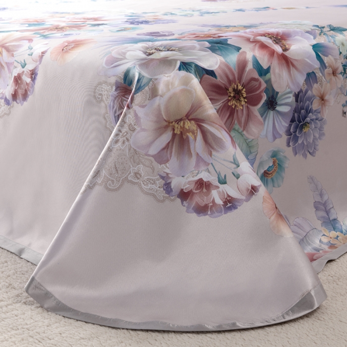 91家纺网 家纺一手货源 找家纺 小芽 2024新款冰凉丝印花凉席小清新系列 花绣