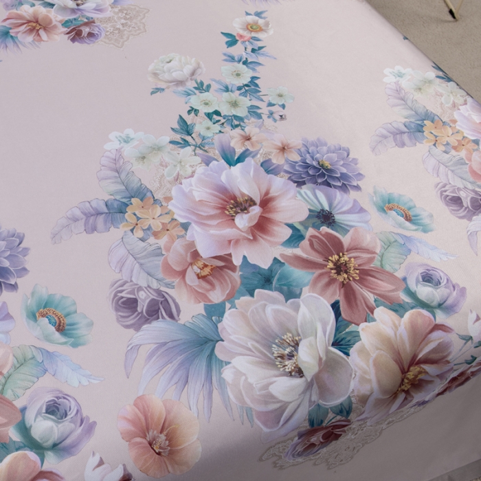 91家纺网 家纺一手货源 找家纺 小芽 2024新款冰凉丝印花凉席小清新系列 花绣