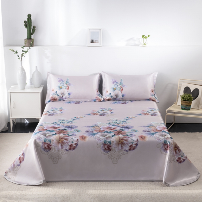 91家纺网 家纺一手货源 找家纺 小芽 2024新款冰凉丝印花凉席小清新系列 花绣