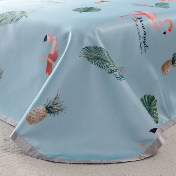 91家纺网 家纺一手货源 找家纺 小芽 2024新款冰凉丝印花凉席小清新系列 火烈鸟