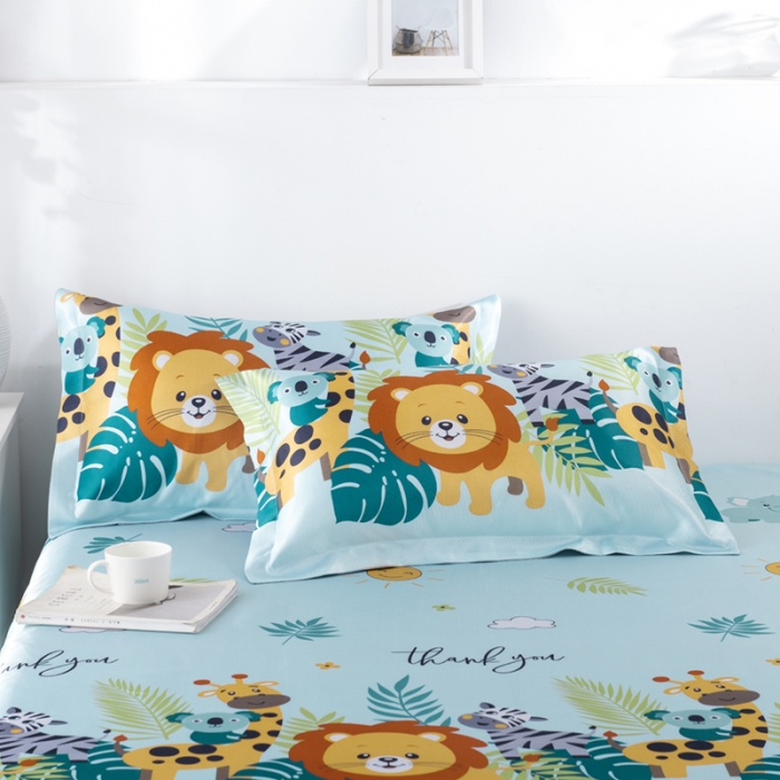 91家纺网 家纺一手货源 找家纺 小芽 2024新款冰凉丝印花凉席小清新系列 动物乐园