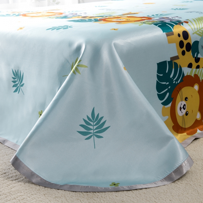 91家纺网 家纺一手货源 找家纺 小芽 2024新款冰凉丝印花凉席小清新系列 动物乐园