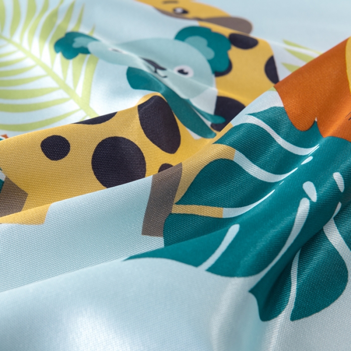 91家纺网 家纺一手货源 找家纺 小芽 2024新款冰凉丝印花凉席小清新系列 动物乐园