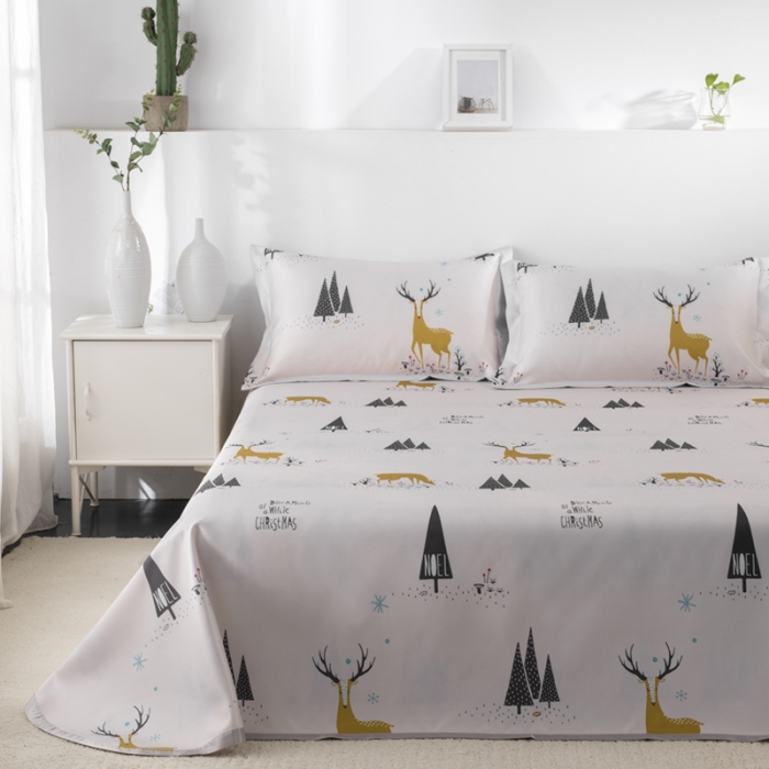 91家纺网 家纺一手货源 找家纺 小芽 2024新款冰凉丝印花凉席小清新系列 小鹿乱撞