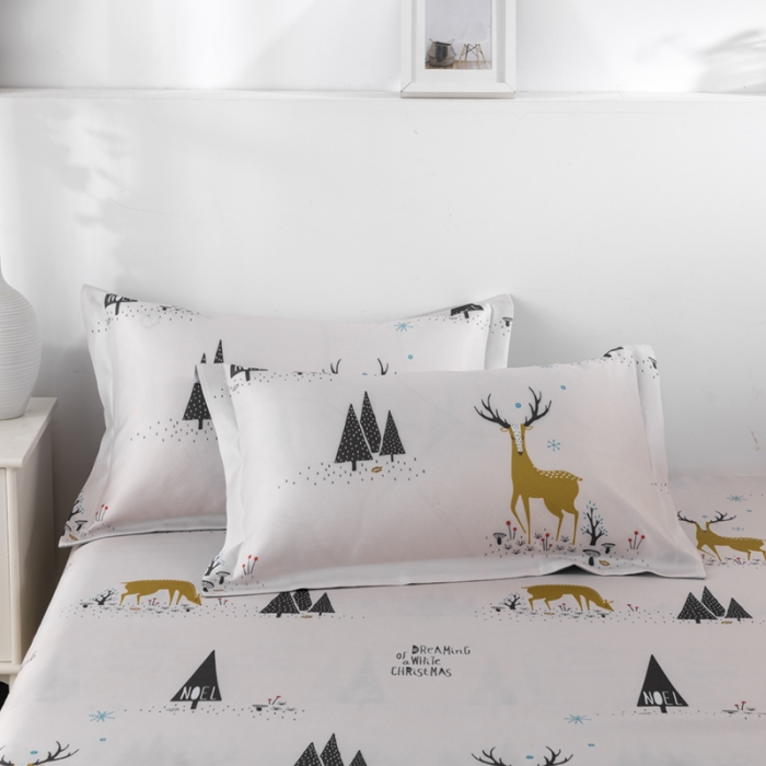 91家纺网 家纺一手货源 找家纺 小芽 2024新款冰凉丝印花凉席小清新系列 小鹿乱撞