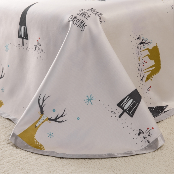 91家纺网 家纺一手货源 找家纺 小芽 2024新款冰凉丝印花凉席小清新系列 小鹿乱撞