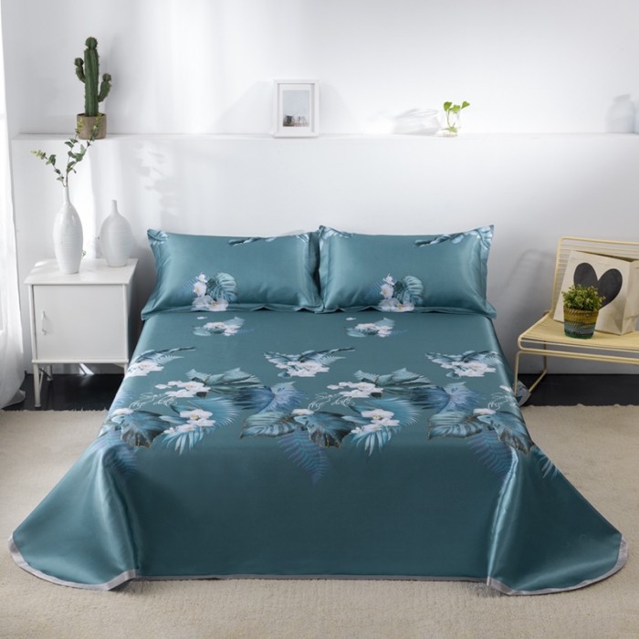 91家纺网 家纺一手货源 找家纺 小芽 2024新款冰凉丝印花凉席小清新系列 夏叶阴浓