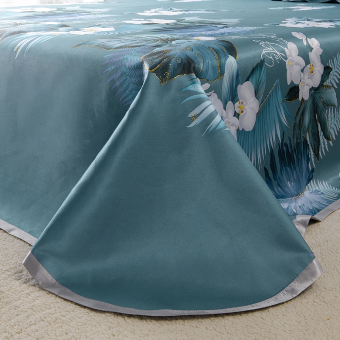 91家纺网 家纺一手货源 找家纺 小芽 2024新款冰凉丝印花凉席小清新系列 夏叶阴浓