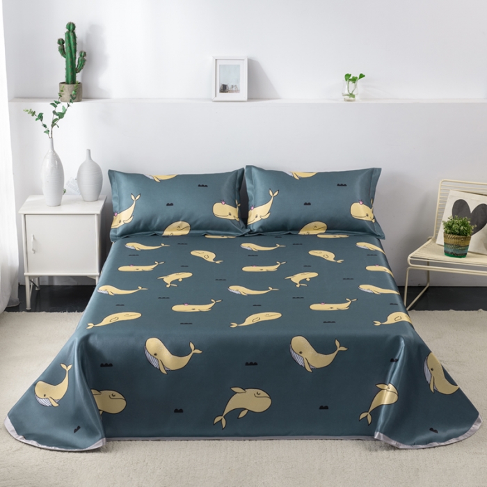 91家纺网 家纺一手货源 找家纺 小芽 2024新款冰凉丝印花凉席小清新系列 鲸梦