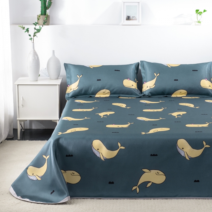 91家纺网 家纺一手货源 找家纺 小芽 2024新款冰凉丝印花凉席小清新系列 鲸梦