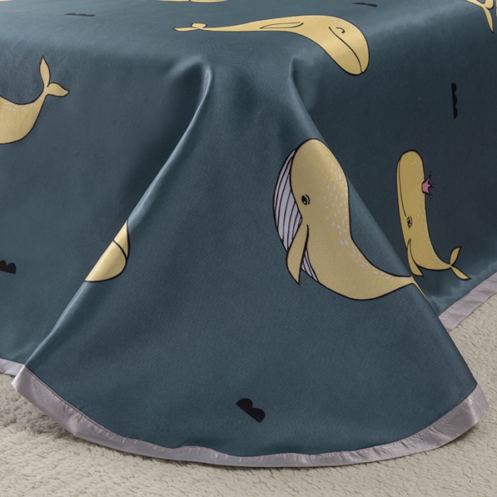 91家纺网 家纺一手货源 找家纺 小芽 2024新款冰凉丝印花凉席小清新系列 鲸梦